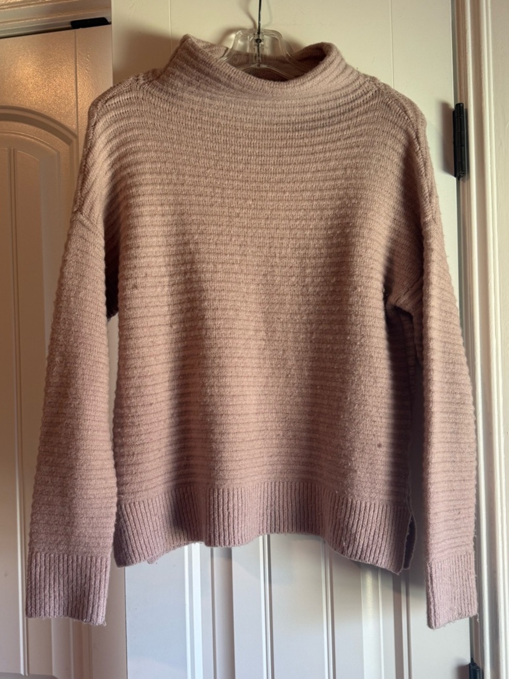 Madewell Donegal Belmont Mockneck Sweater in Dusty Pink Coziest Yarn Womens XS